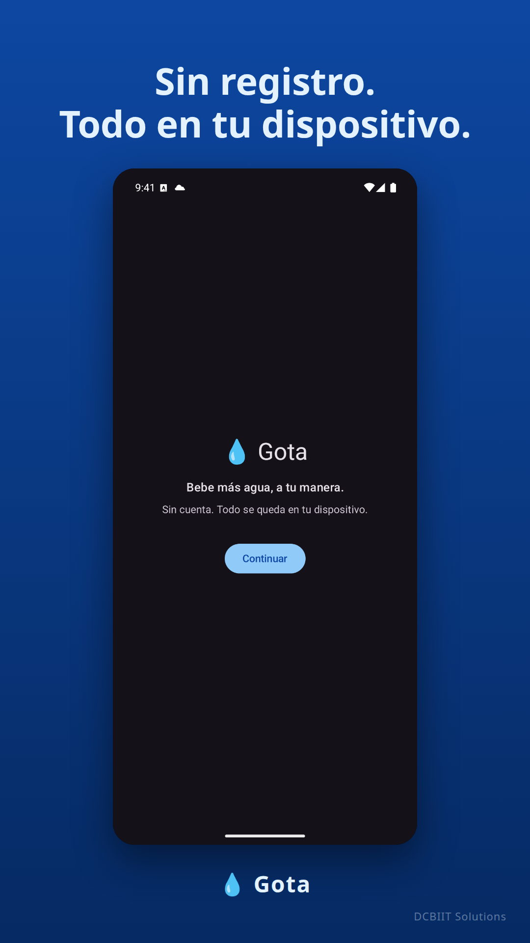 Capturas de pantalla de Gota con el anillo de progreso, el historial y los ajustes de meta — Privacy screen